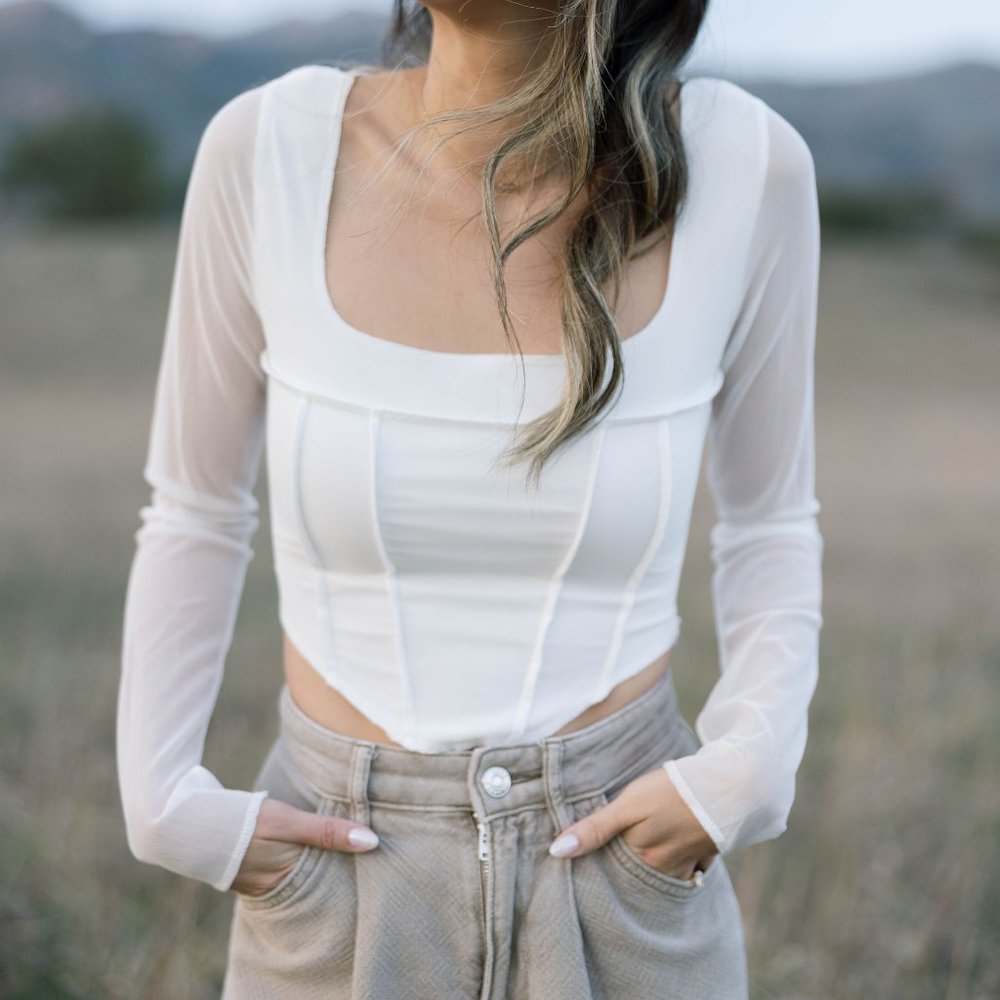 Princess Polly LOVI LONG SLEEVE TOP WHITE